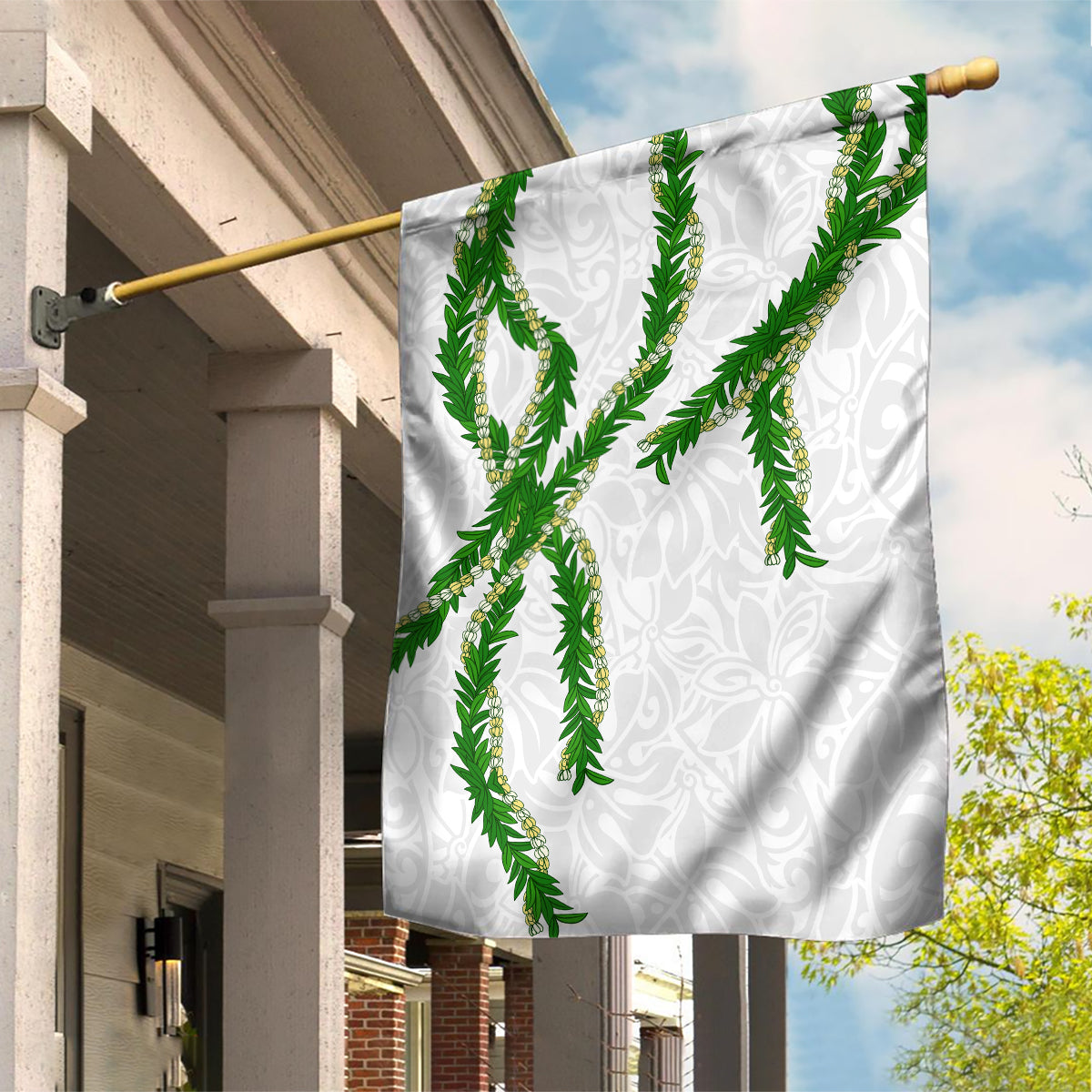 Hawaii Maile Lei Garden Flag Aloha White Color LT03 House Flag White - Polynesian Pride