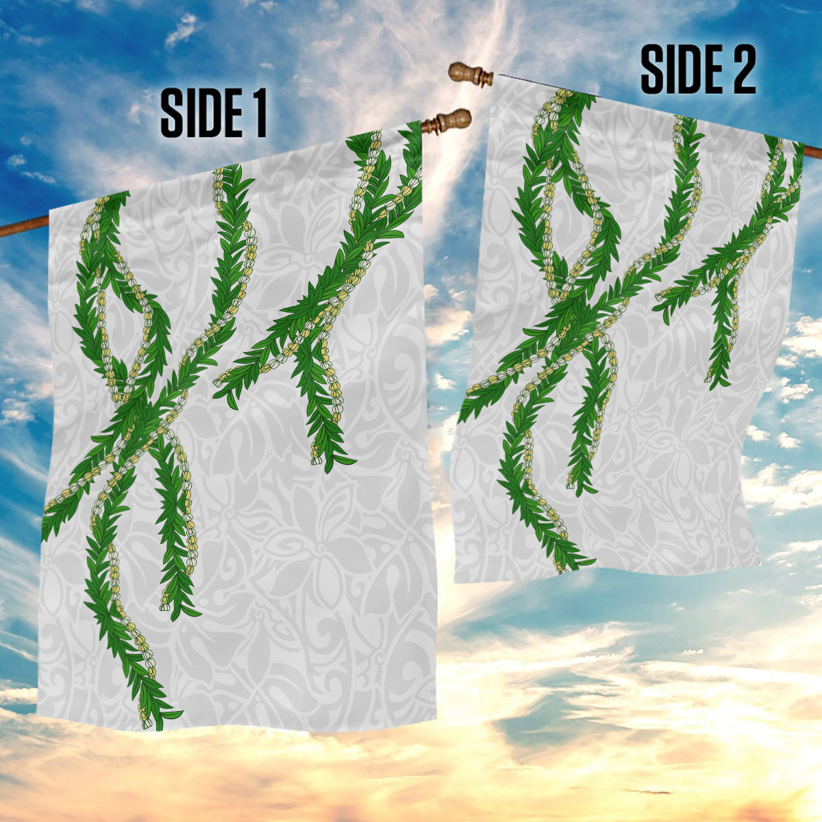 Hawaii Maile Lei Garden Flag Aloha White Color LT03 - Polynesian Pride