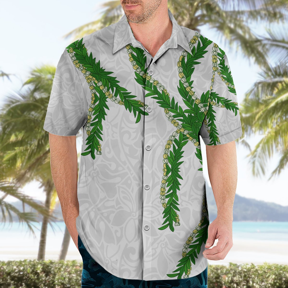 Hawaii Maile Lei Hawaiian Shirt Aloha White Color LT03 - Polynesian Pride