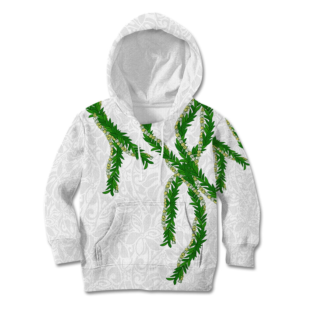 Hawaii Maile Lei Kid Hoodie Aloha White Color
