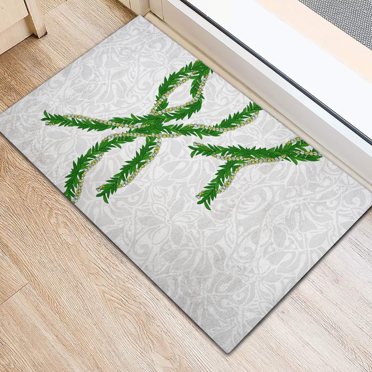 Hawaii Maile Lei Rubber Doormat Aloha White Color LT03 - Polynesian Pride