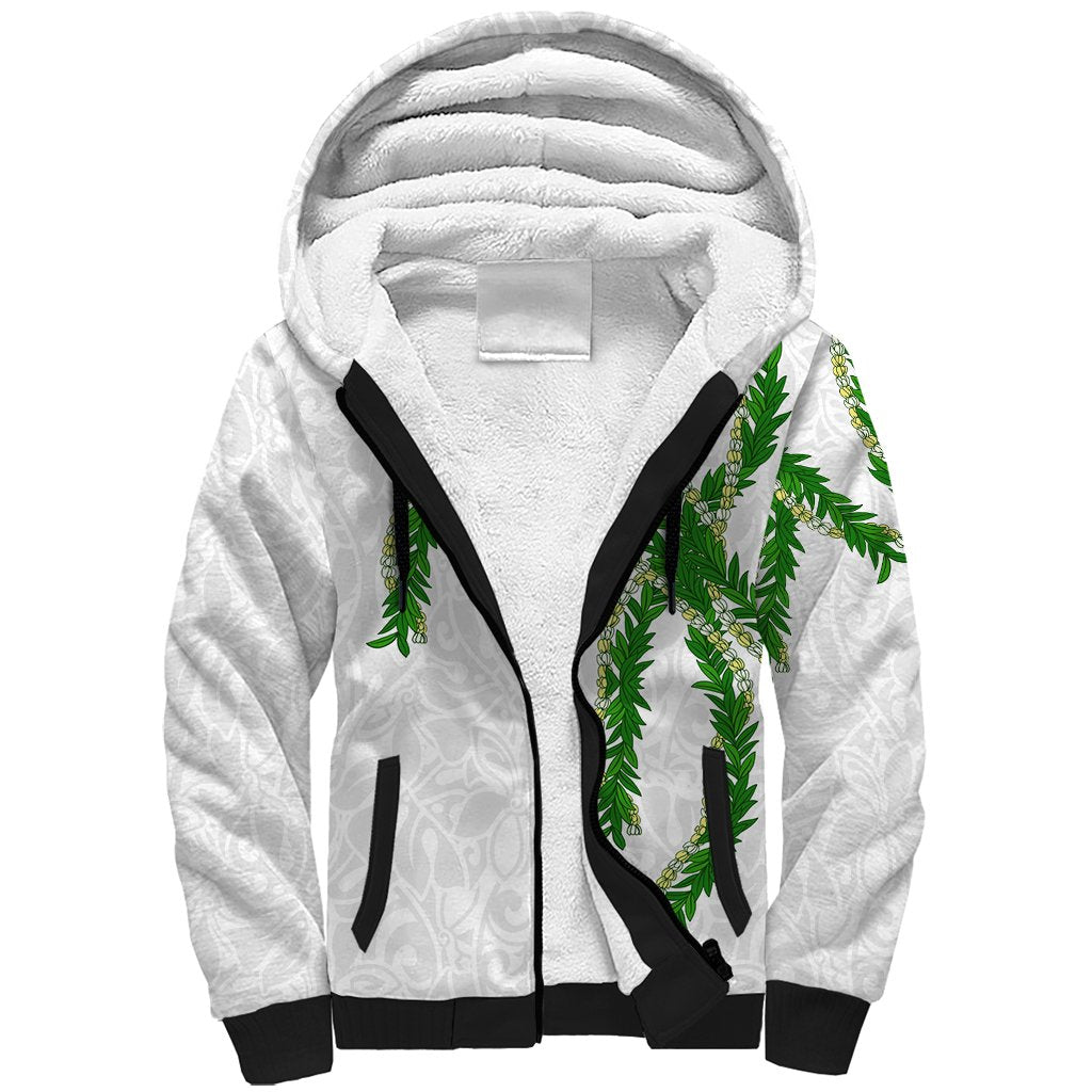 Hawaii Maile Lei Sherpa Hoodie Aloha White Color LT03 Unisex White - Polynesian Pride