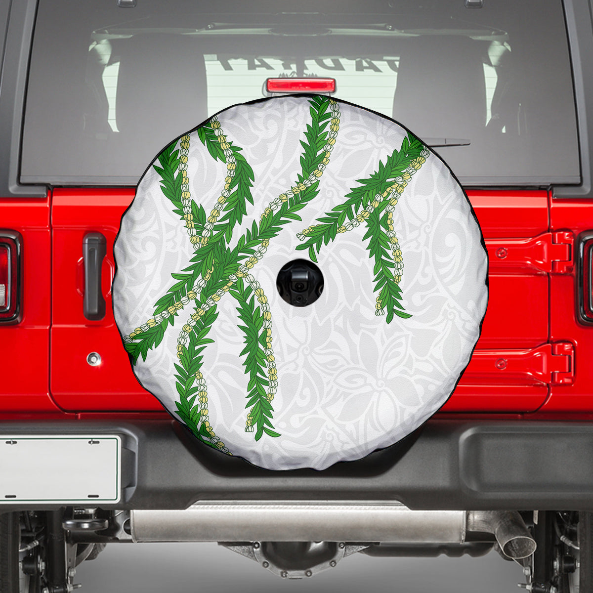 Hawaii Maile Lei Spare Tire Cover Aloha White Color LT03 - Polynesian Pride