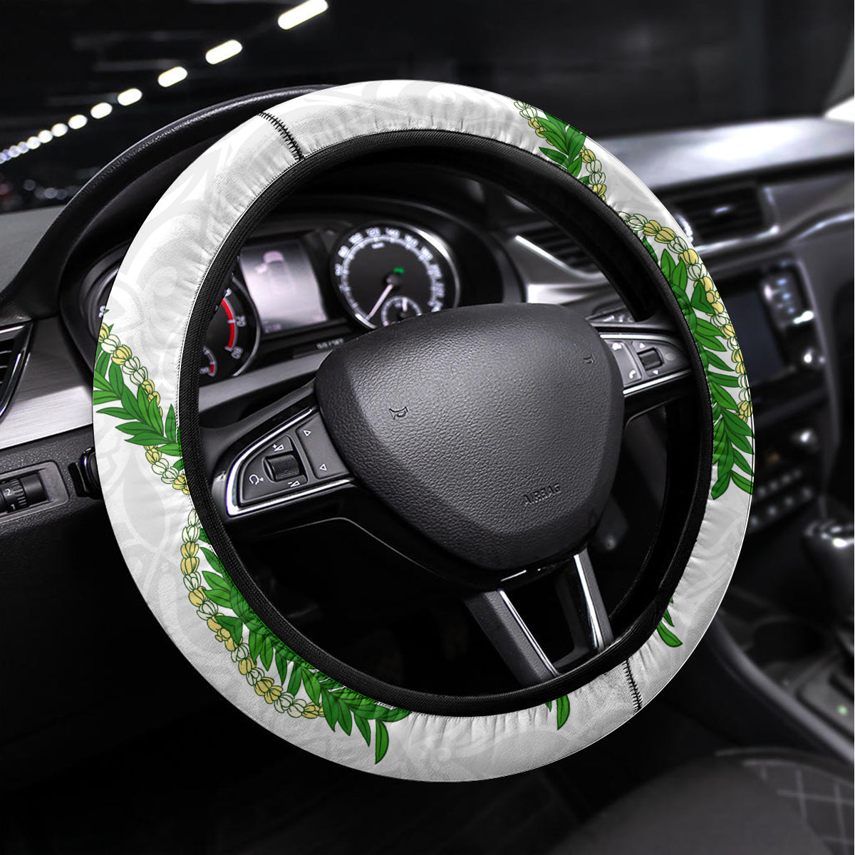 Hawaii Maile Lei Steering Wheel Cover Aloha White Color