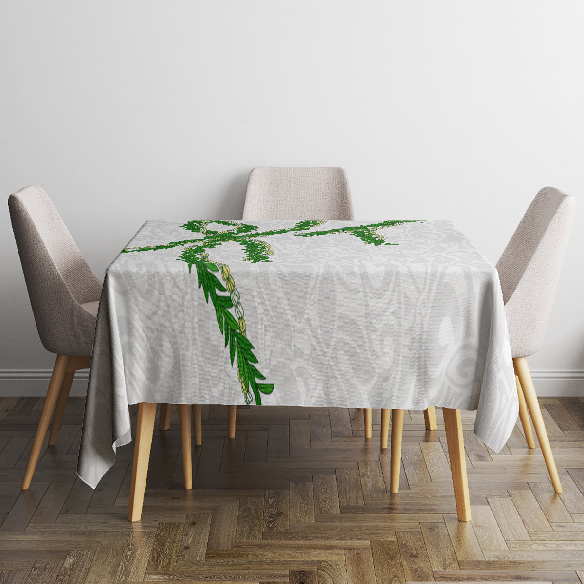 Hawaii Maile Lei Tablecloth Aloha White Color LT03 - Polynesian Pride