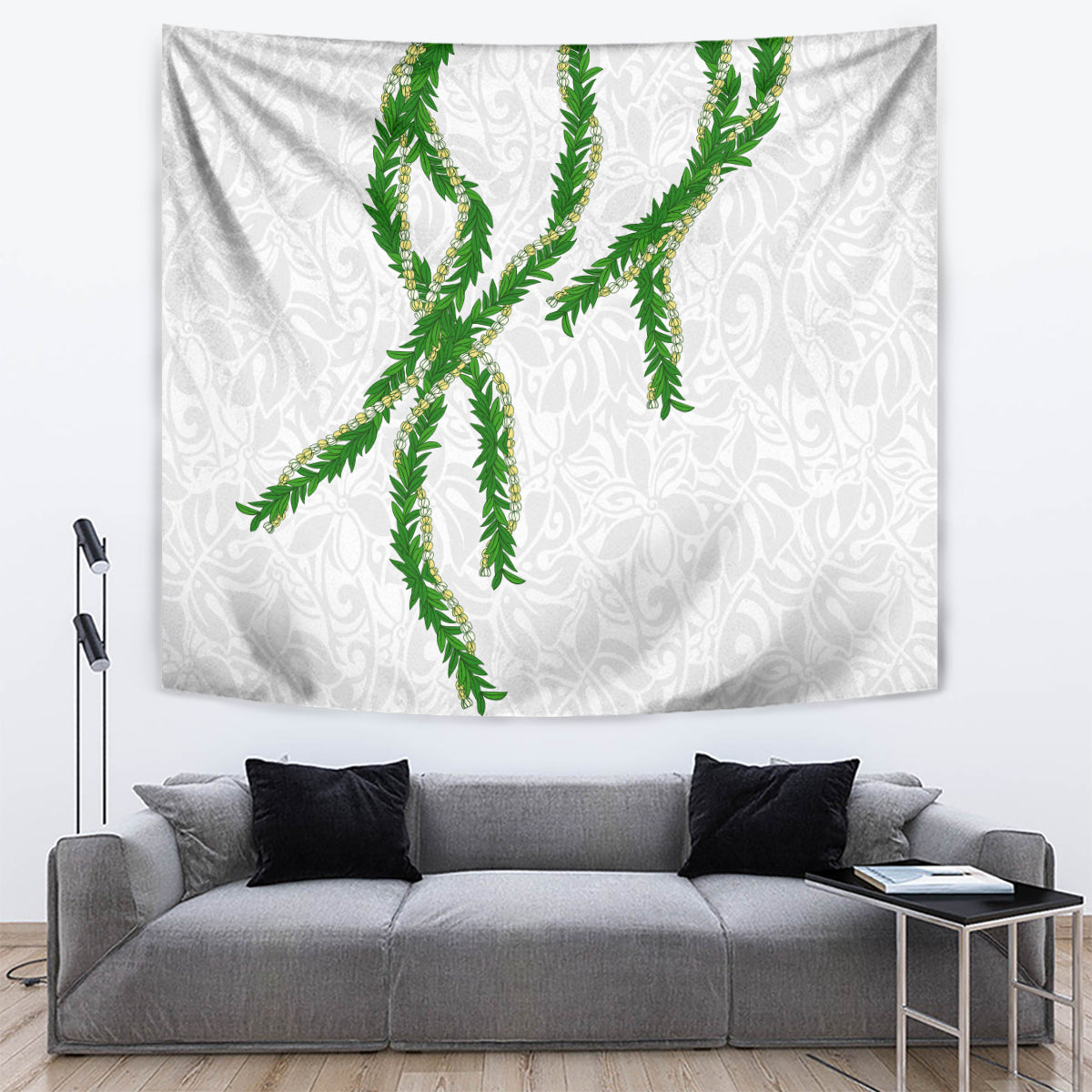 Hawaii Maile Lei Tapestry Aloha White Color