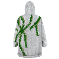 Hawaii Maile Lei Wearable Blanket Hoodie Aloha White Color LT03 - Polynesian Pride