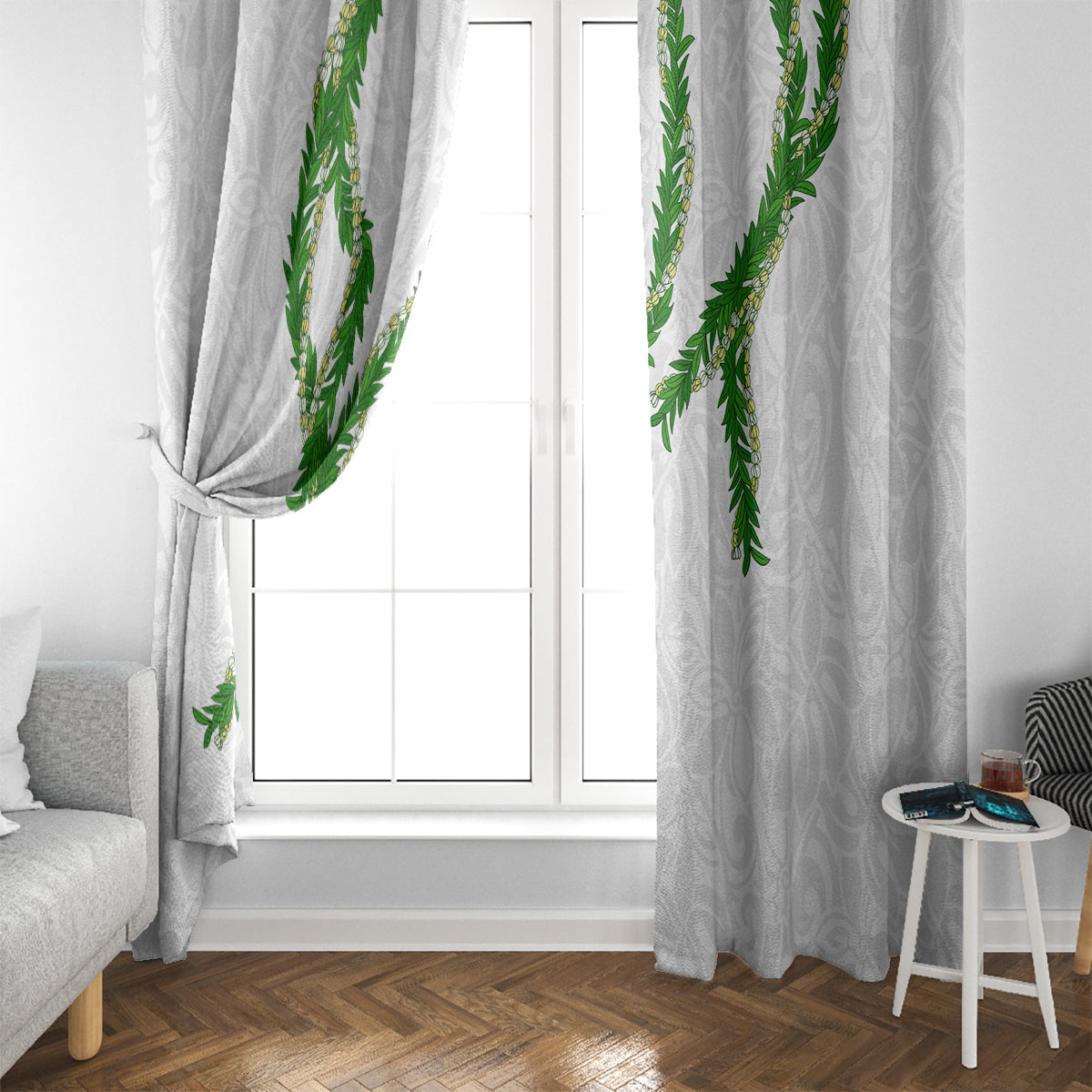 Hawaii Maile Lei Window Curtain Aloha White Color LT03 - Polynesian Pride