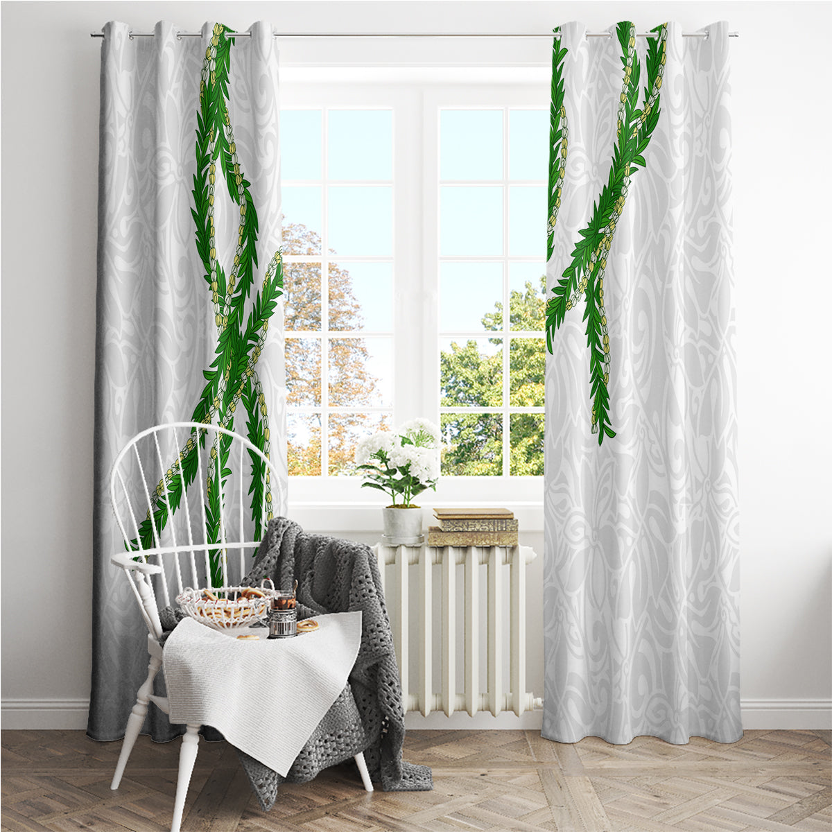 Hawaii Maile Lei Window Curtain Aloha White Color LT03 - Polynesian Pride