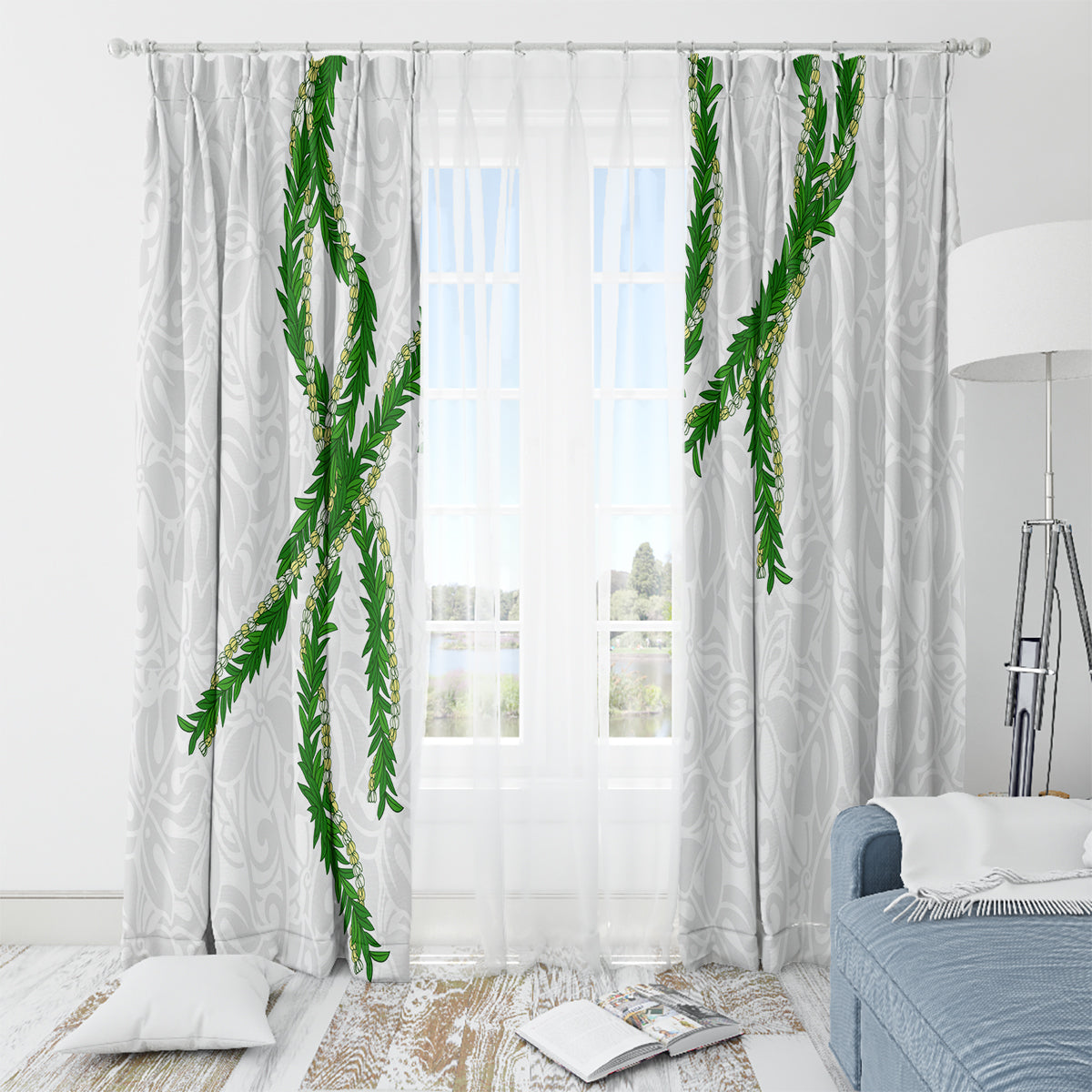 Hawaii Maile Lei Window Curtain Aloha White Color LT03 - Polynesian Pride