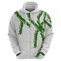 Hawaii Maile Lei Zip Hoodie Aloha White Color