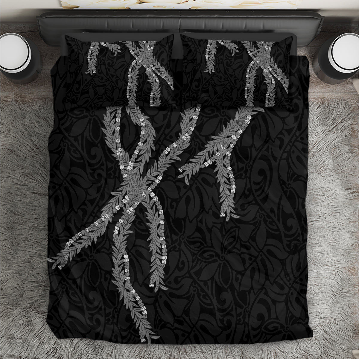 Hawaii Maile Lei Bedding Set Aloha Grayscale Color LT03 Grayscale - Polynesian Pride