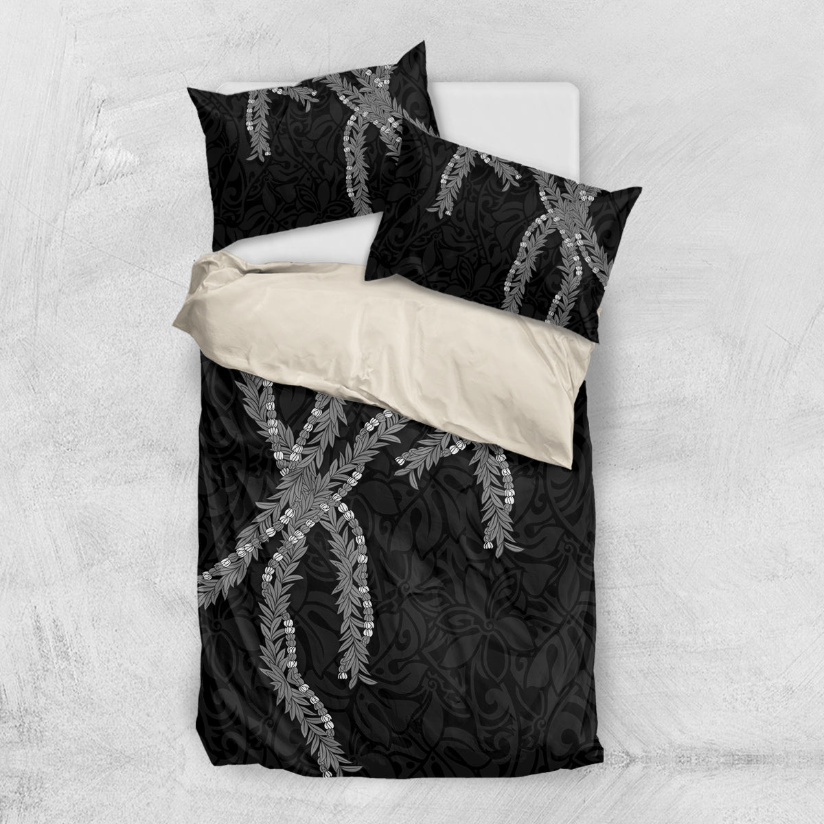 Hawaii Maile Lei Bedding Set Aloha Grayscale Color LT03 US Twin 172cm x 218cm Grayscale - Polynesian Pride