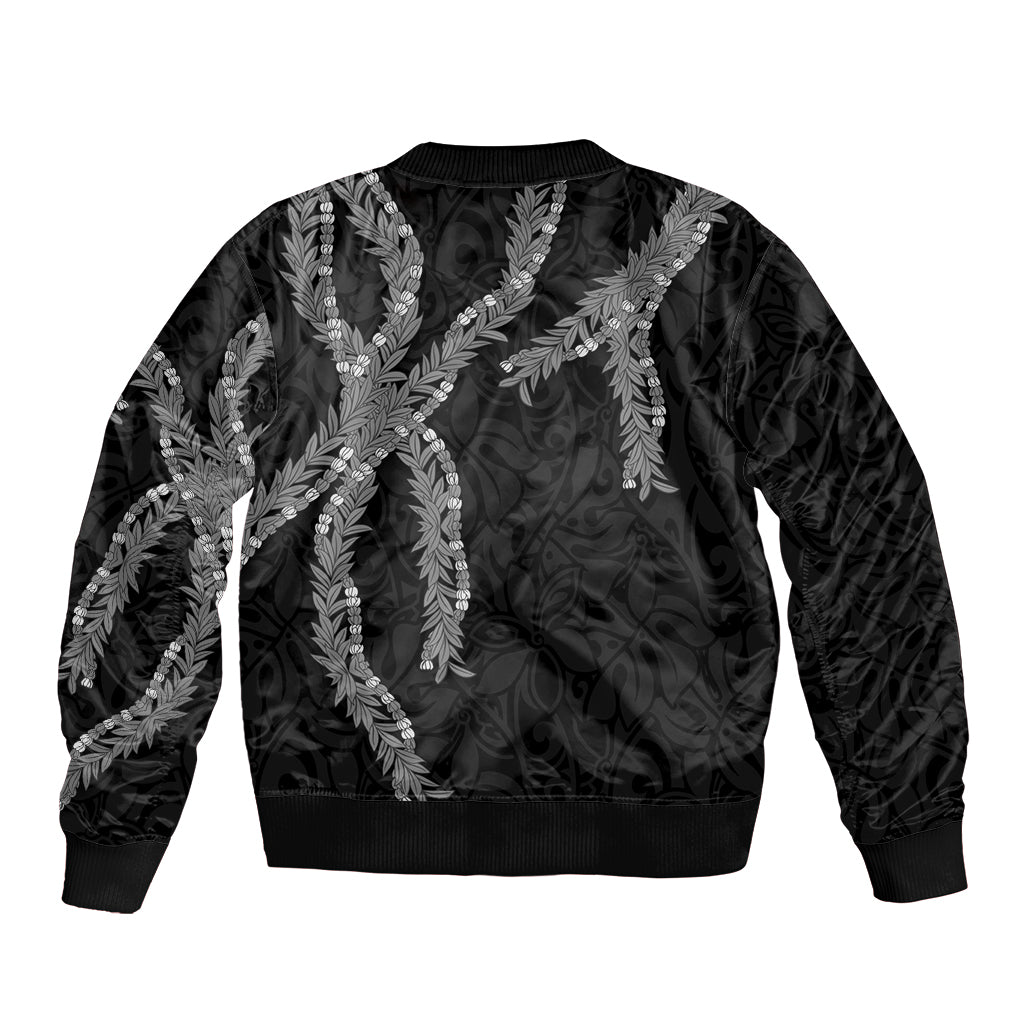 Hawaii Maile Lei Bomber Jacket Aloha Grayscale Color LT03 - Polynesian Pride