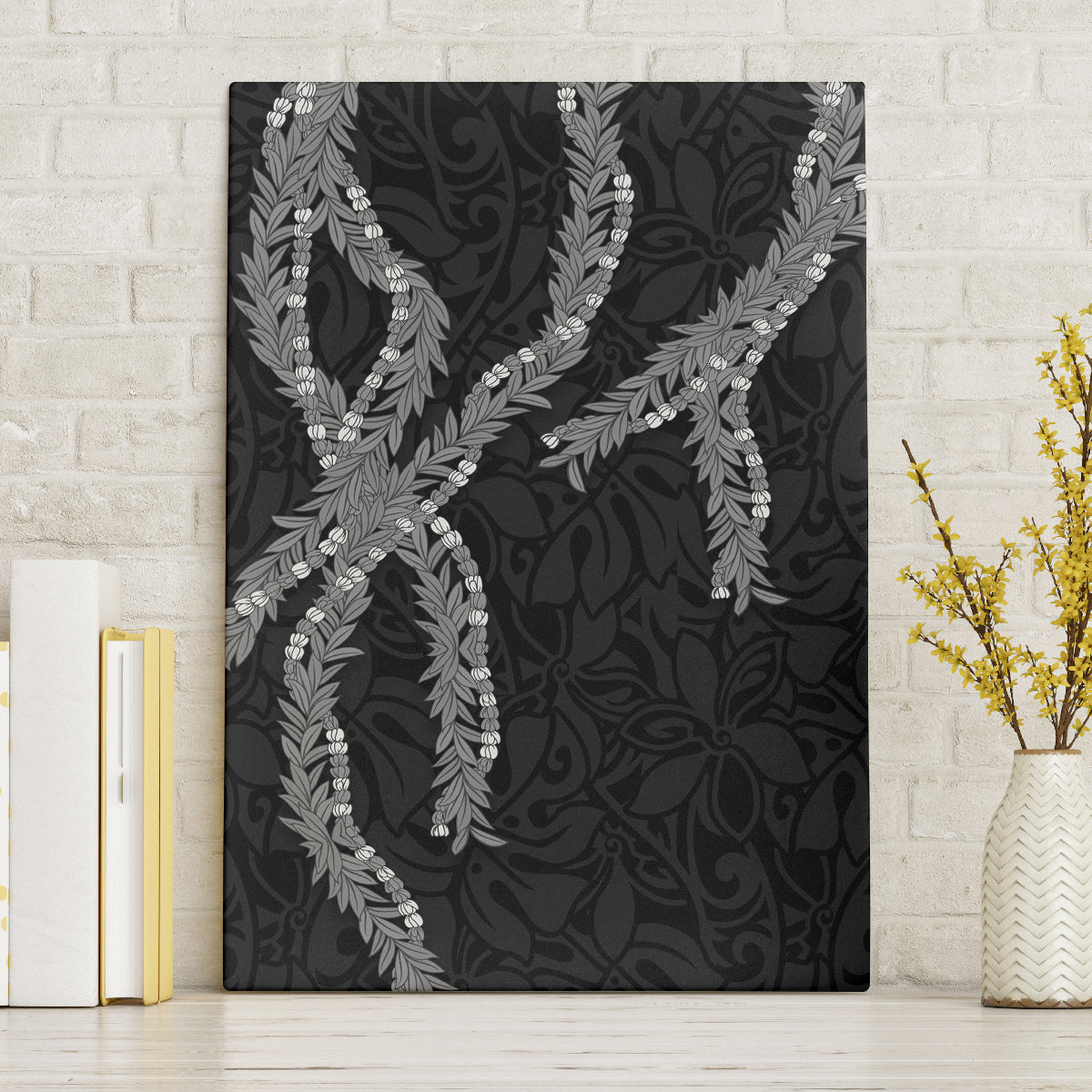 Hawaii Maile Lei Canvas Wall Art Aloha Grayscale Color LT03 Without Frame Grayscale - Polynesian Pride