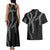 Hawaii Maile Lei Couples Matching Tank Maxi Dress and Hawaiian Shirt Aloha Grayscale Color