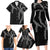 Hawaii Maile Lei Family Matching Long Sleeve Bodycon Dress and Hawaiian Shirt Aloha Grayscale Color