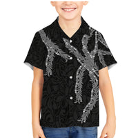 Hawaii Maile Lei Family Matching Mermaid Dress and Hawaiian Shirt Aloha Grayscale Color