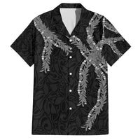 Hawaii Maile Lei Family Matching Off Shoulder Short Dress and Hawaiian Shirt Aloha Grayscale Color
