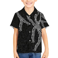 Hawaii Maile Lei Family Matching Short Sleeve Bodycon Dress and Hawaiian Shirt Aloha Grayscale Color LT03 Son's Shirt Grayscale - Polynesian Pride