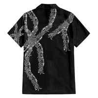 Hawaii Maile Lei Family Matching Tank Maxi Dress and Hawaiian Shirt Aloha Grayscale Color