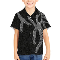 Hawaii Maile Lei Family Matching Tank Maxi Dress and Hawaiian Shirt Aloha Grayscale Color