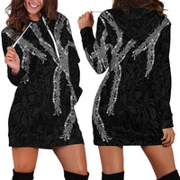 Hawaii Maile Lei Hoodie Dress Aloha Grayscale Color LT03 - Polynesian Pride