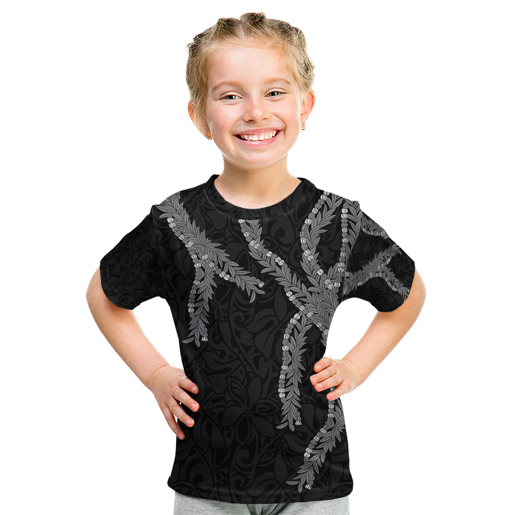 Hawaii Maile Lei Kid T Shirt Aloha Grayscale Color