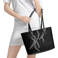 Hawaii Maile Lei Leather Tote Bag Aloha Grayscale Color LT03 - Polynesian Pride