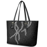 Hawaii Maile Lei Leather Tote Bag Aloha Grayscale Color LT03 - Polynesian Pride