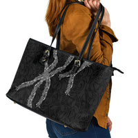 Hawaii Maile Lei Leather Tote Bag Aloha Grayscale Color LT03 - Polynesian Pride