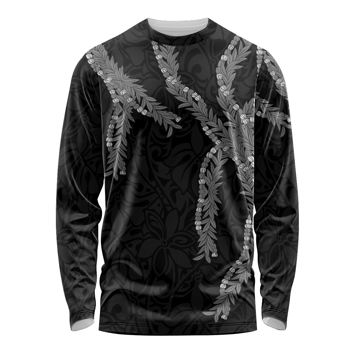 Hawaii Maile Lei Long Sleeve Shirt Aloha Grayscale Color