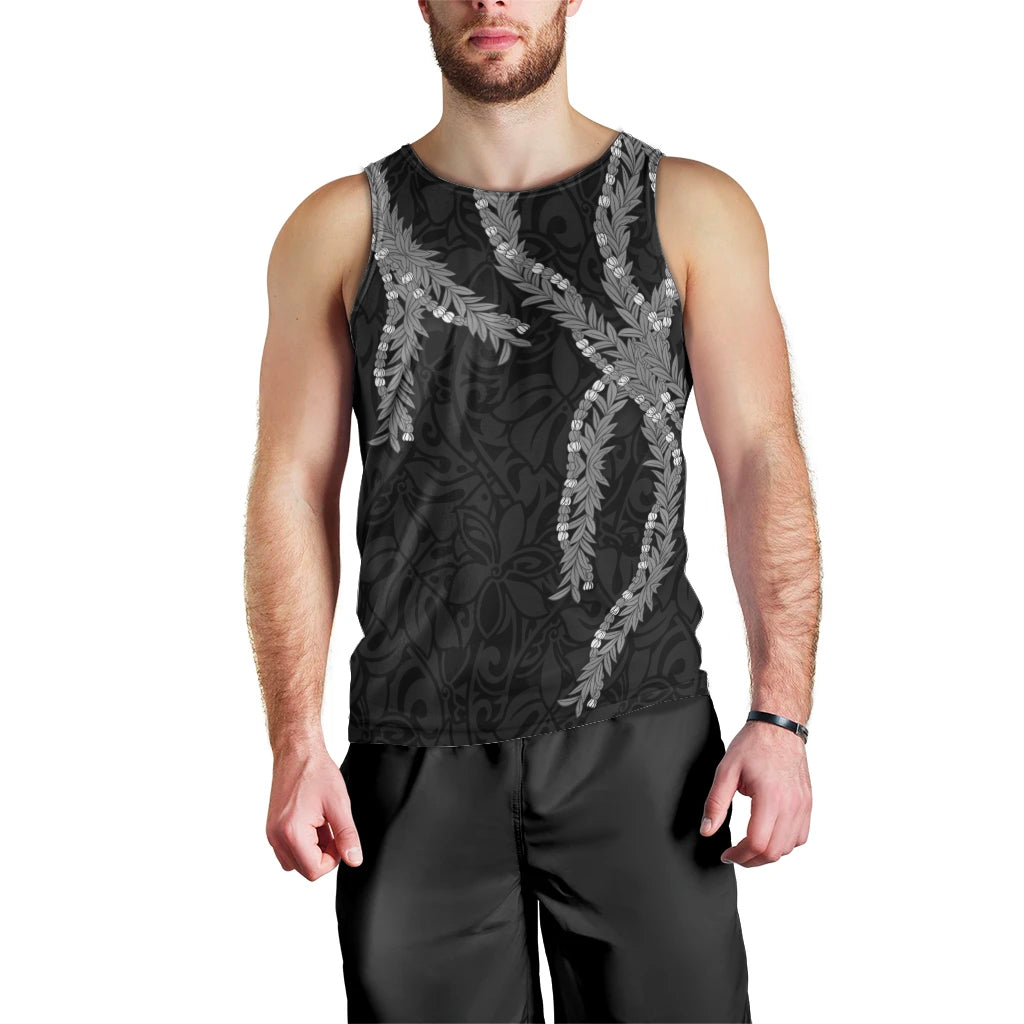 Hawaii Maile Lei Men Tank Top Aloha Grayscale Color LT03 - Polynesian Pride