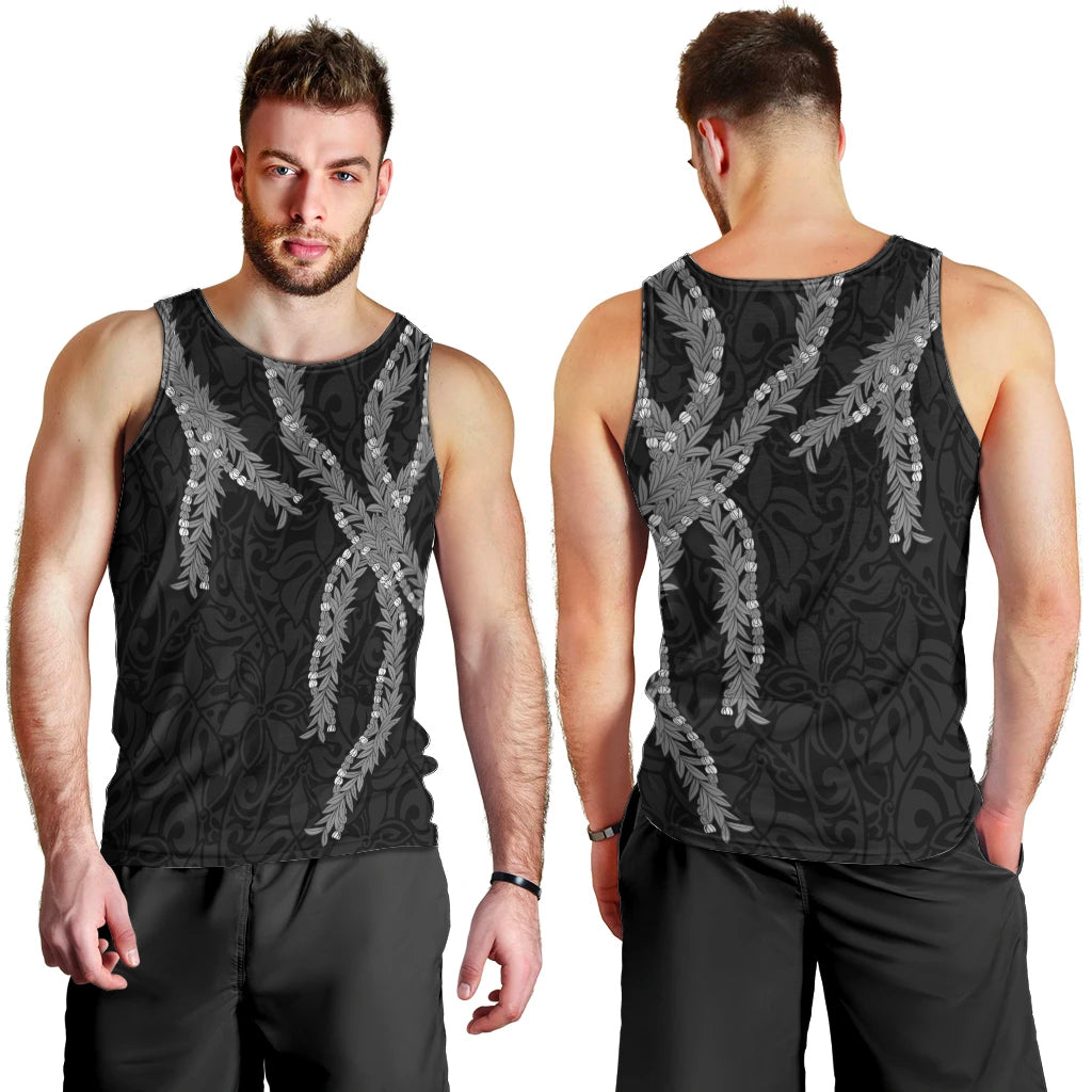 Hawaii Maile Lei Men Tank Top Aloha Grayscale Color LT03 - Polynesian Pride