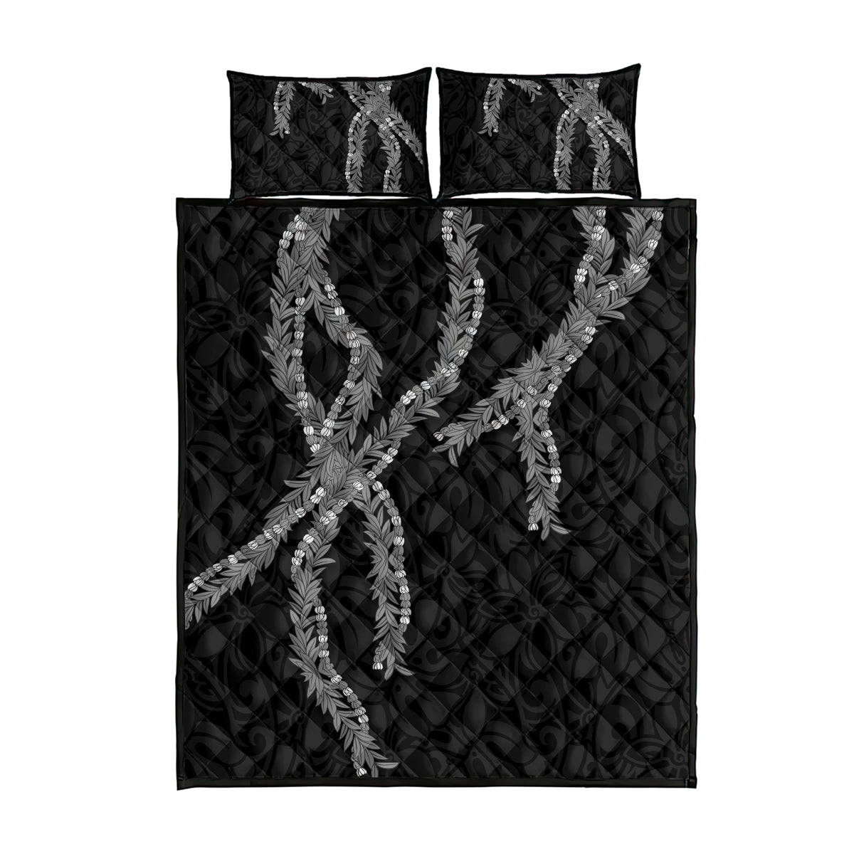 Hawaii Maile Lei Quilt Bed Set Aloha Grayscale Color LT03 - Polynesian Pride