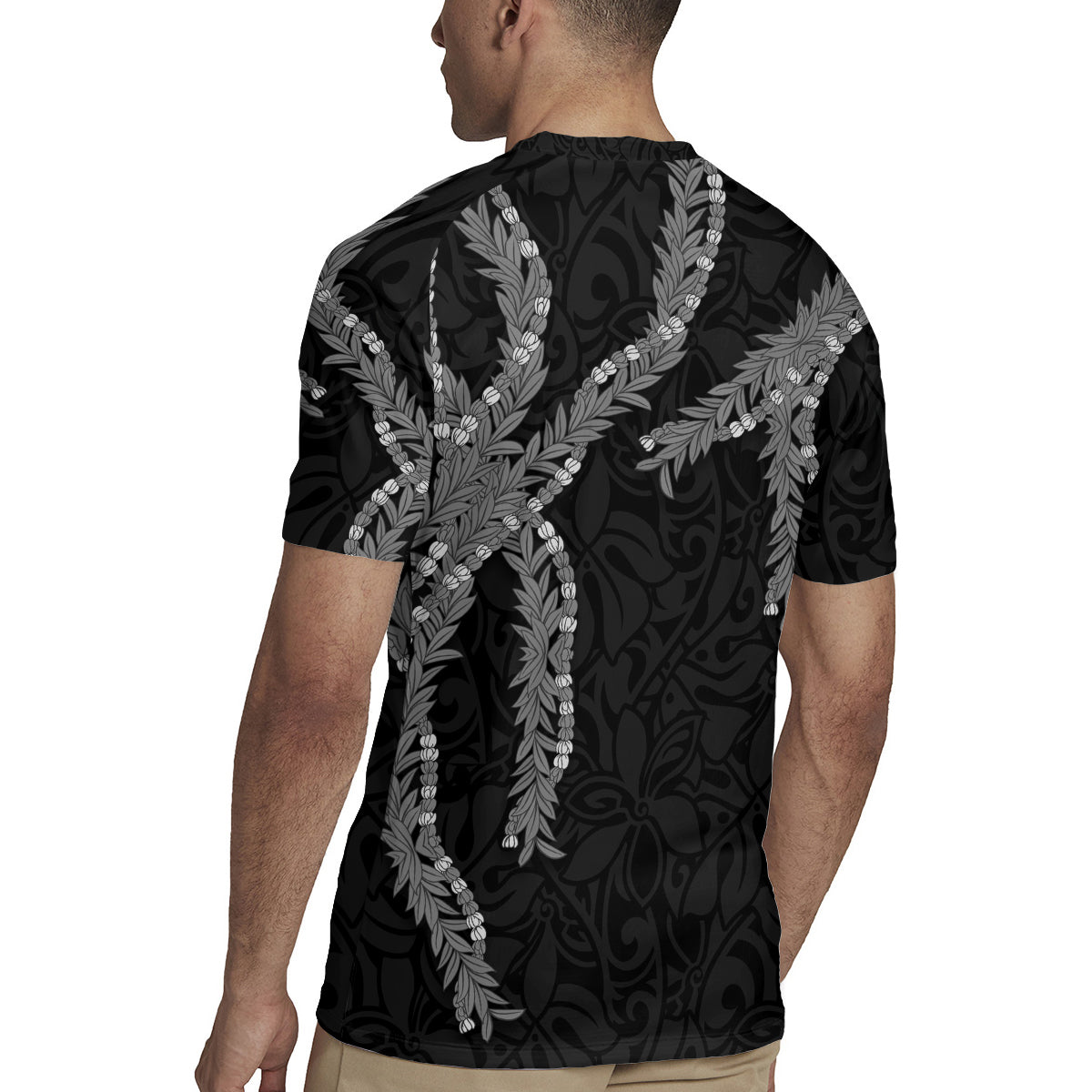 Hawaii Maile Lei Rugby Jersey Aloha Grayscale Color LT03 - Polynesian Pride