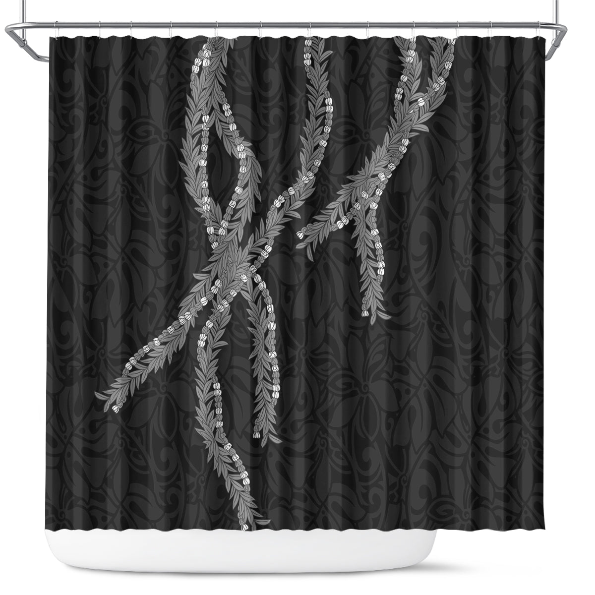 Hawaii Maile Lei Shower Curtain Aloha Grayscale Color