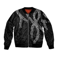Hawaii Maile Lei Sleeve Zip Bomber Jacket Aloha Grayscale Color LT03 Unisex Grayscale - Polynesian Pride