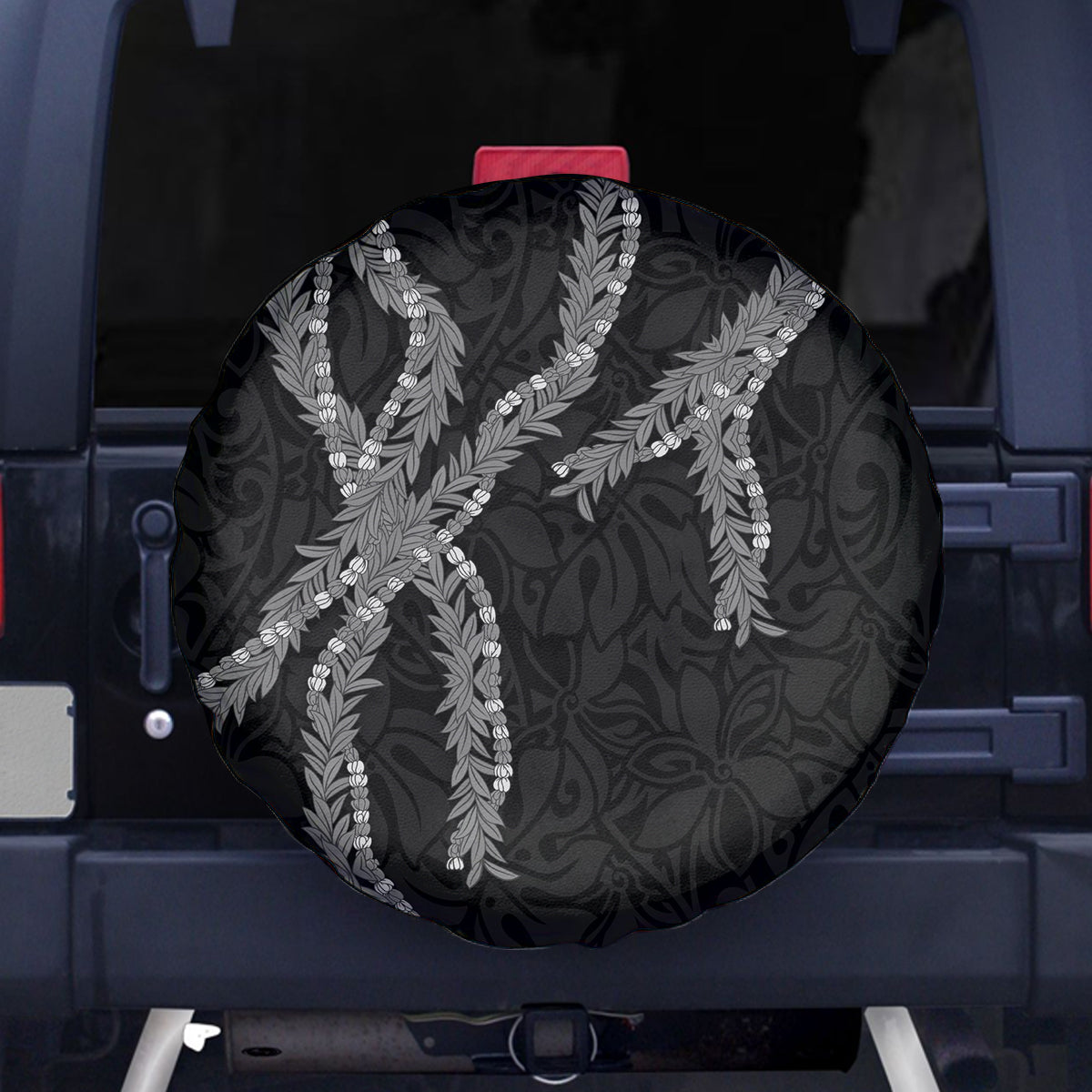 Hawaii Maile Lei Spare Tire Cover Aloha Grayscale Color LT03 - Polynesian Pride