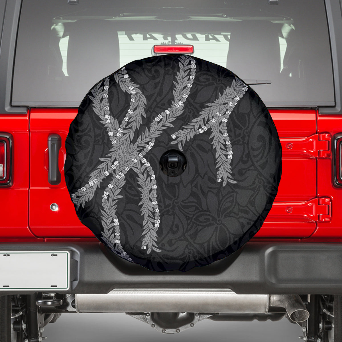 Hawaii Maile Lei Spare Tire Cover Aloha Grayscale Color LT03 - Polynesian Pride