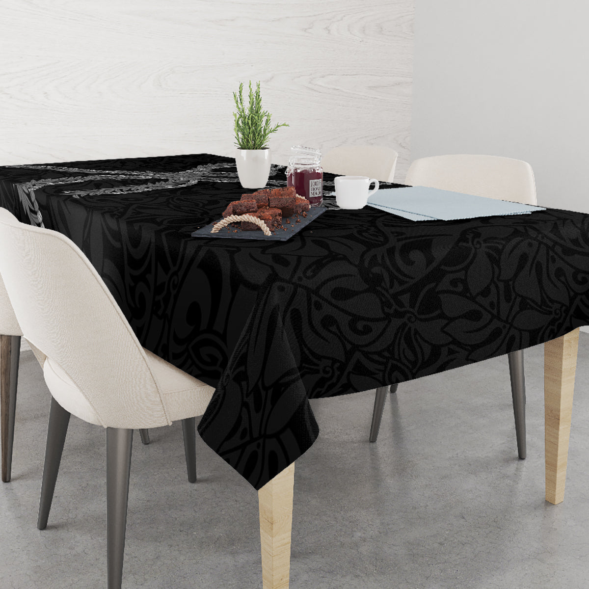 Hawaii Maile Lei Tablecloth Aloha Grayscale Color LT03 - Polynesian Pride