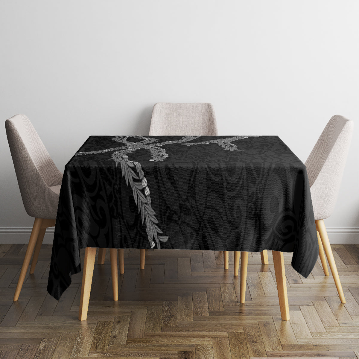 Hawaii Maile Lei Tablecloth Aloha Grayscale Color LT03 - Polynesian Pride