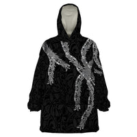 Hawaii Maile Lei Wearable Blanket Hoodie Aloha Grayscale Color LT03 One Size Grayscale - Polynesian Pride