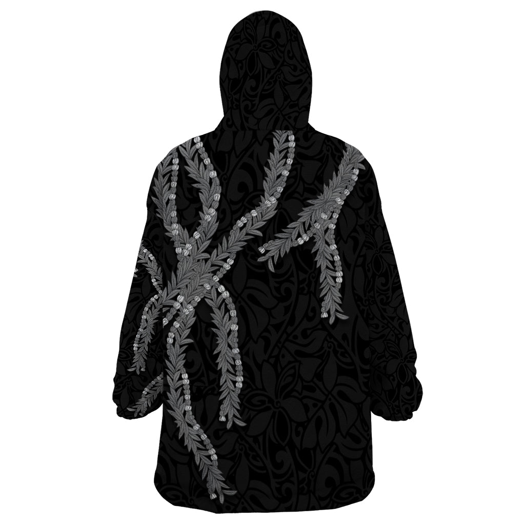 Hawaii Maile Lei Wearable Blanket Hoodie Aloha Grayscale Color LT03 - Polynesian Pride