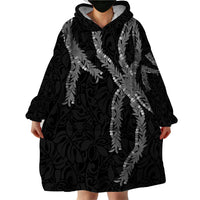 Hawaii Maile Lei Wearable Blanket Hoodie Aloha Grayscale Color LT03 - Polynesian Pride