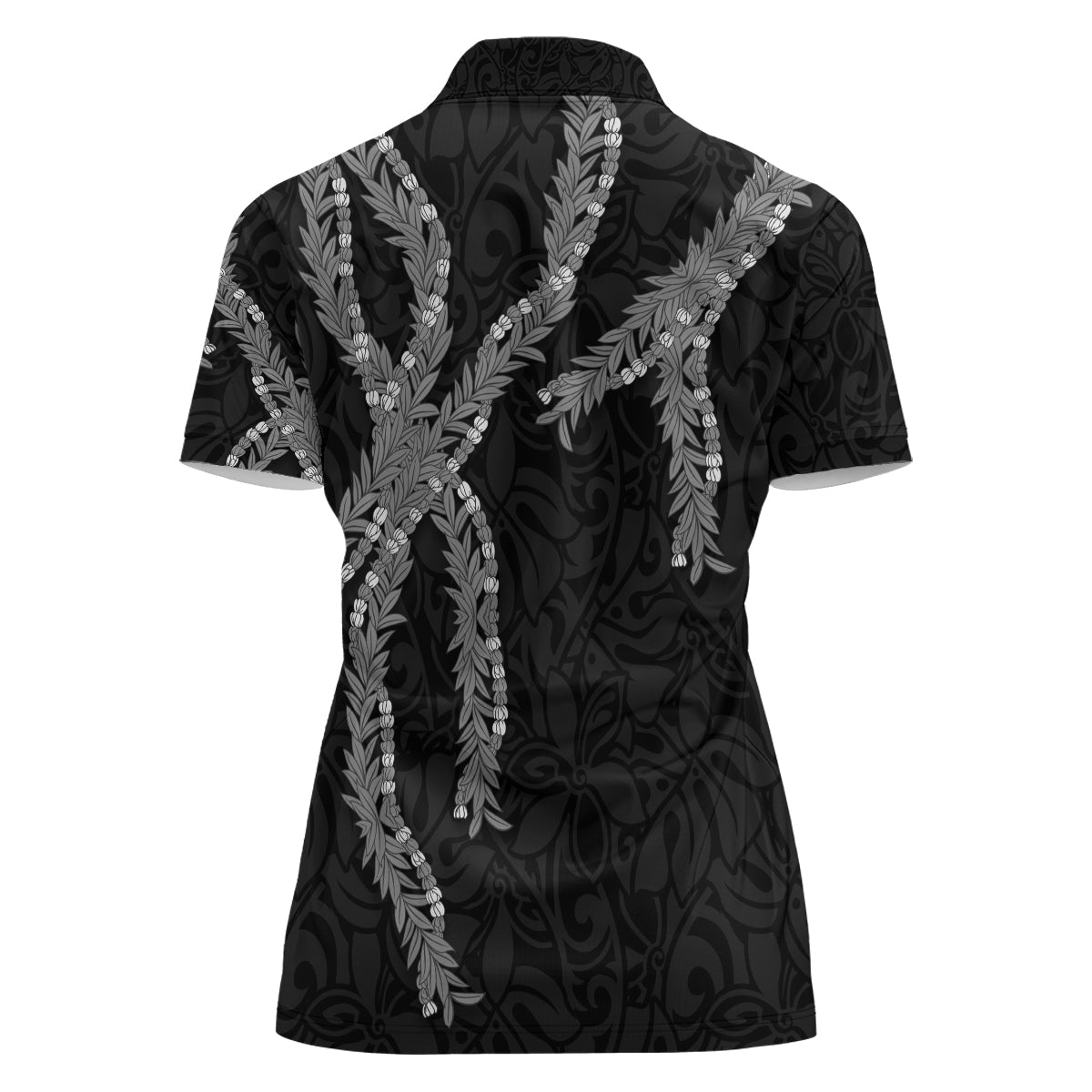 Hawaii Maile Lei Women Polo Shirt Aloha Grayscale Color