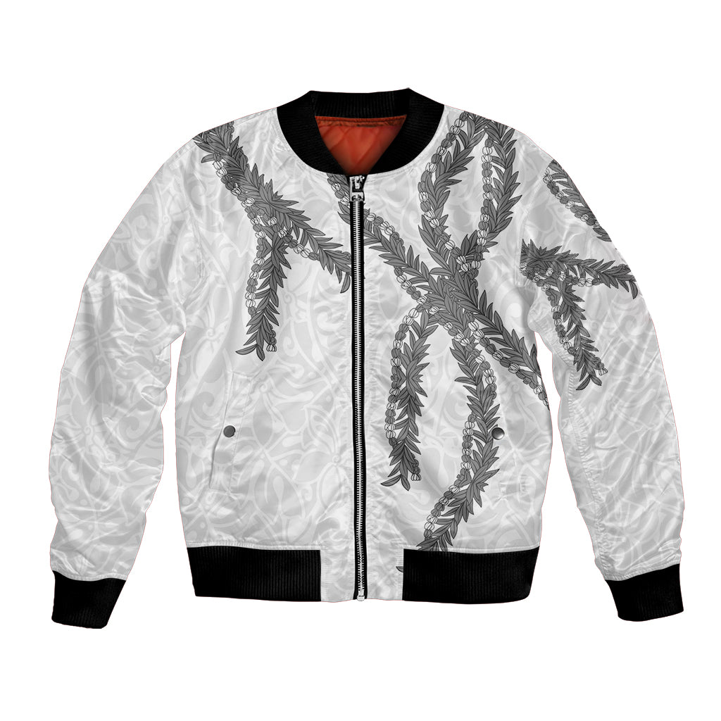 Hawaii Maile Lei Bomber Jacket Aloha The Grey Color LT03 Unisex Grey - Polynesian Pride