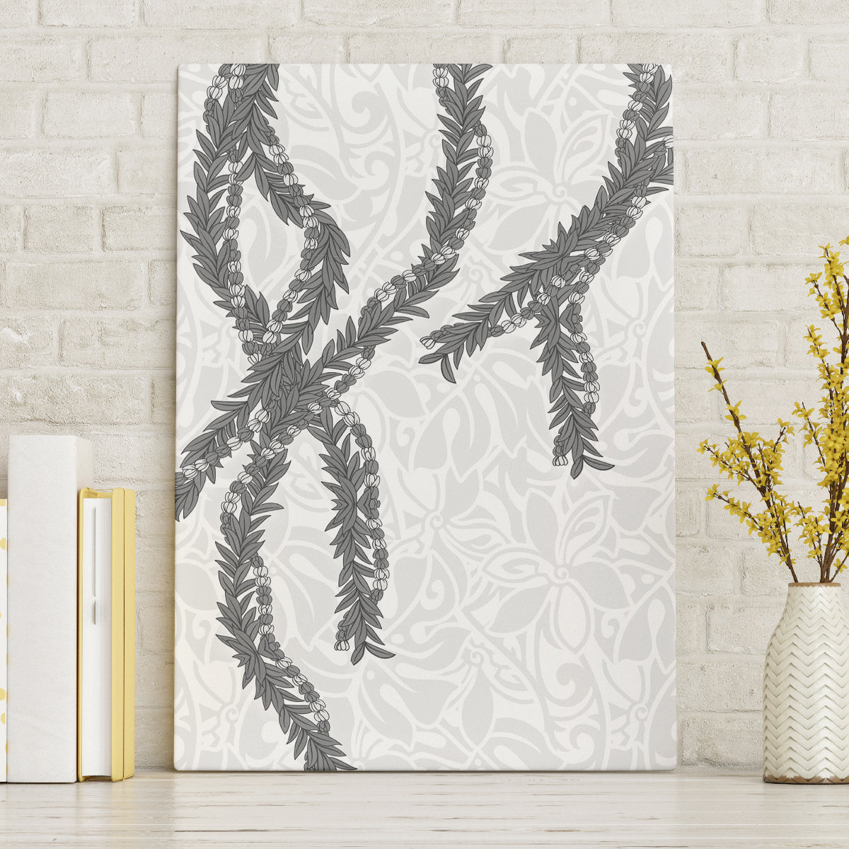 Hawaii Maile Lei Canvas Wall Art Aloha The Grey Color LT03 Without Frame Grey - Polynesian Pride