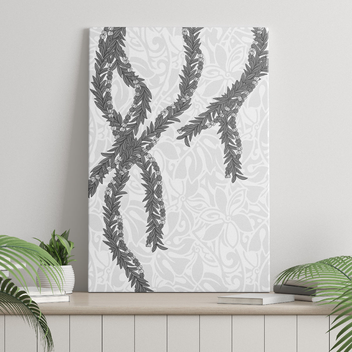 Hawaii Maile Lei Canvas Wall Art Aloha The Grey Color LT03 - Polynesian Pride