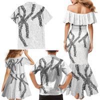 Hawaii Maile Lei Family Matching Mermaid Dress and Hawaiian Shirt Aloha The Grey Color